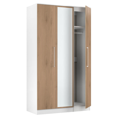 Worcester Tall Mirror Wardrobe White & Light Oak 111cm