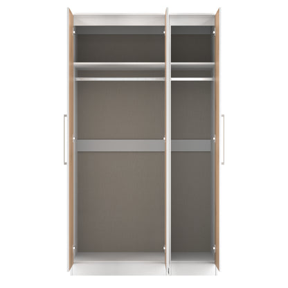 Worcester Tall Mirror Wardrobe White & Light Oak 111cm