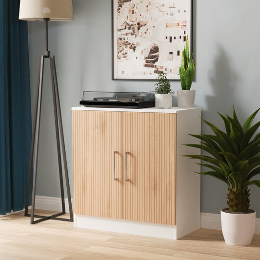 Worcester Cabinet White & Light Oak 2 Doors 1 Shelf 74cm