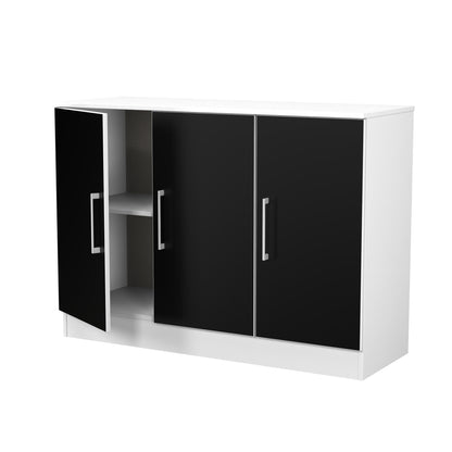 Worcester Large Sideboard Black & White 3 Doors 1 Shelf 110cm