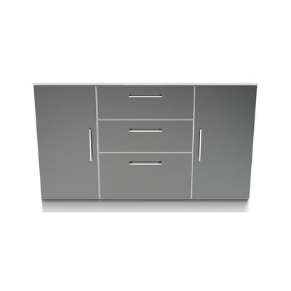 Worcester Large Sideboard Black & White 2 Doors 2 Shelves 3 Drawers 126cm