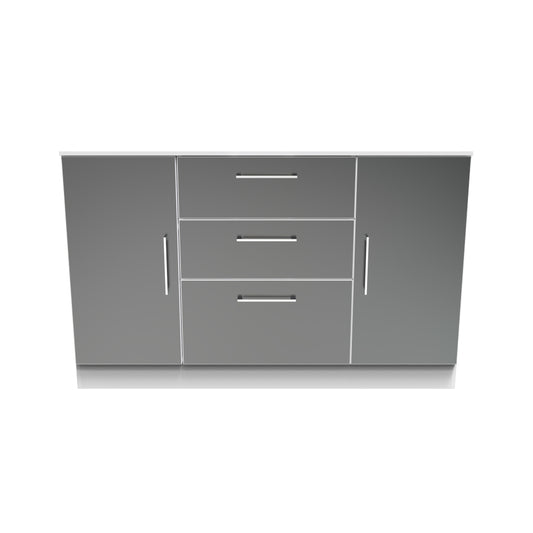 Worcester Large Sideboard Black & White 2 Doors 2 Shelves 3 Drawers 126cm