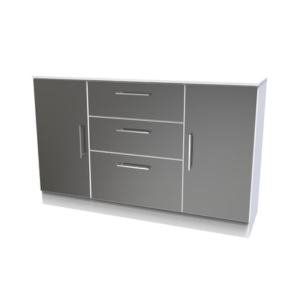 Worcester Large Sideboard Black & White 2 Doors 2 Shelves 3 Drawers 126cm