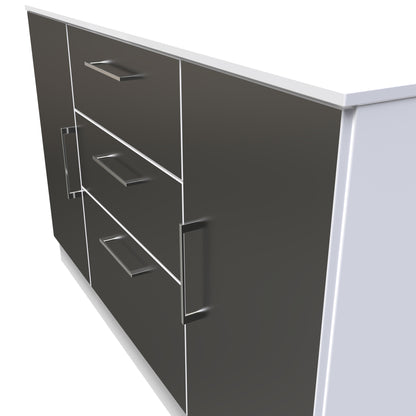 Worcester Large Sideboard Black & White 2 Doors 2 Shelves 3 Drawers 126cm