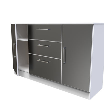 Worcester Large Sideboard Black & White 2 Doors 2 Shelves 3 Drawers 126cm