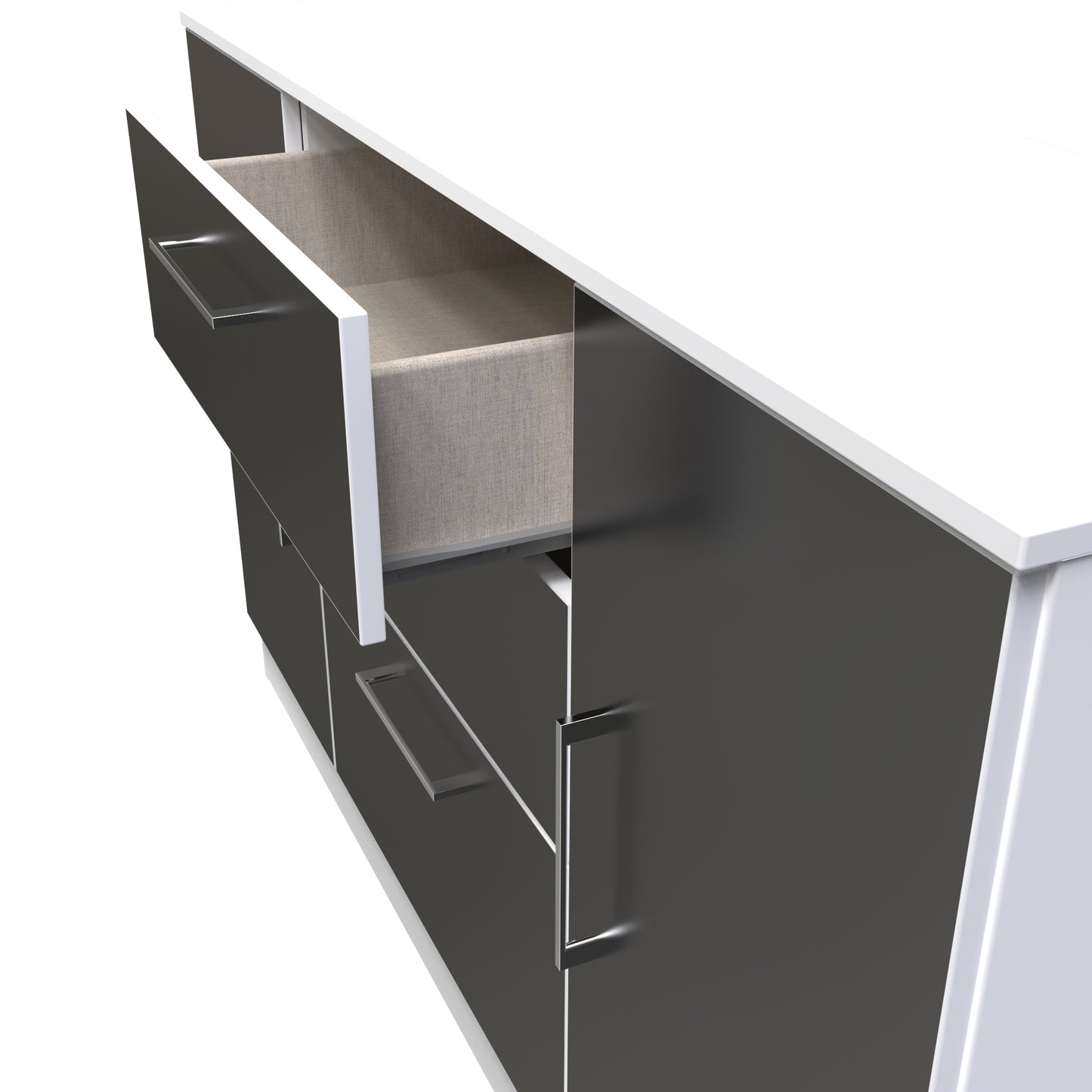 Worcester Large Sideboard Black & White 2 Doors 2 Shelves 3 Drawers 126cm