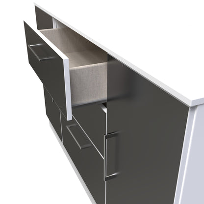 Worcester Large Sideboard Black & White 2 Doors 2 Shelves 3 Drawers 126cm