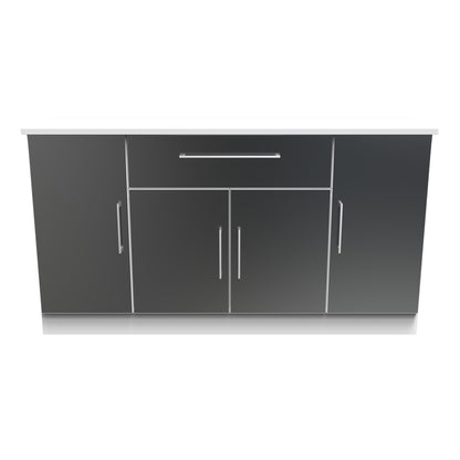 Worcester Large Sideboard Black & White 4 Doors 2 Shelves 1 Drawer 144cm