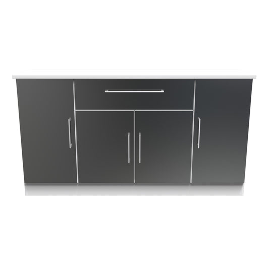 Worcester Large Sideboard Black & White 4 Doors 2 Shelves 1 Drawer 144cm