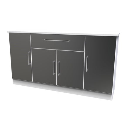 Worcester Large Sideboard Black & White 4 Doors 2 Shelves 1 Drawer 144cm