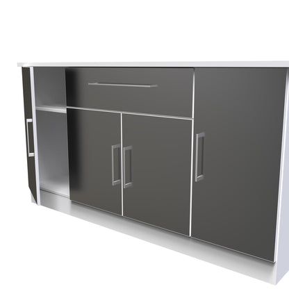 Worcester Large Sideboard Black & White 4 Doors 2 Shelves 1 Drawer 144cm