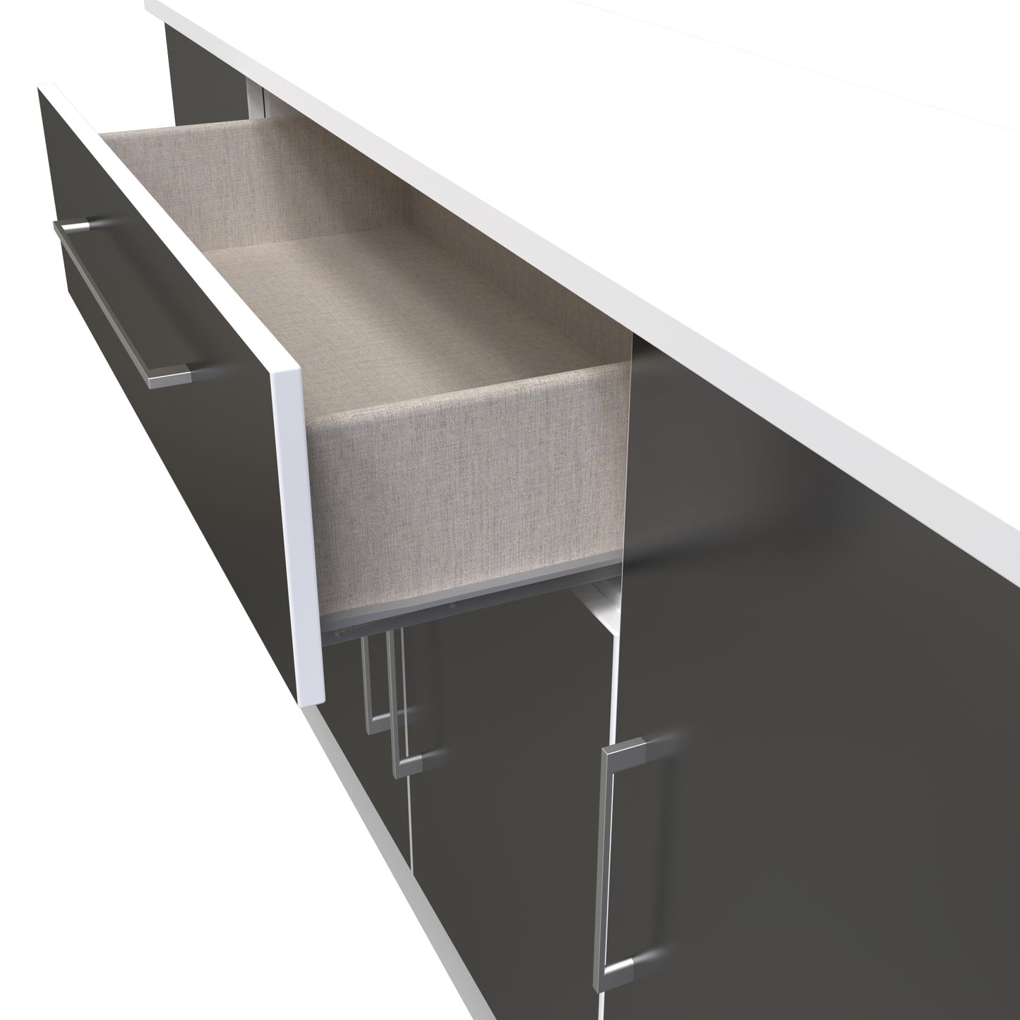 Worcester Large Sideboard Black & White 4 Doors 2 Shelves 1 Drawer 144cm