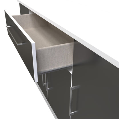 Worcester Large Sideboard Black & White 4 Doors 2 Shelves 1 Drawer 144cm