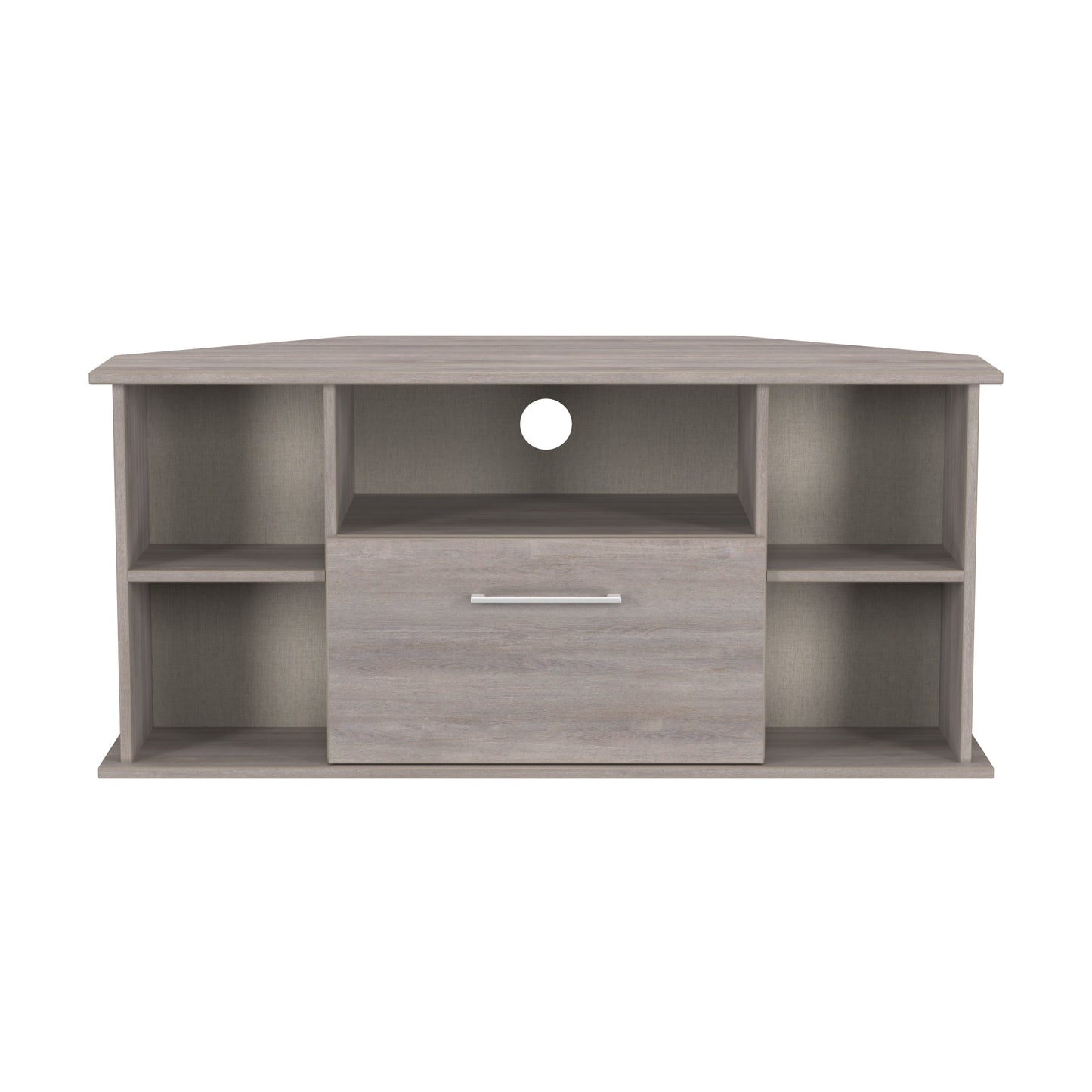 Worcester Corner Corner TV Unit Light Grey 5 Shelves 1 Drawer 110cm
