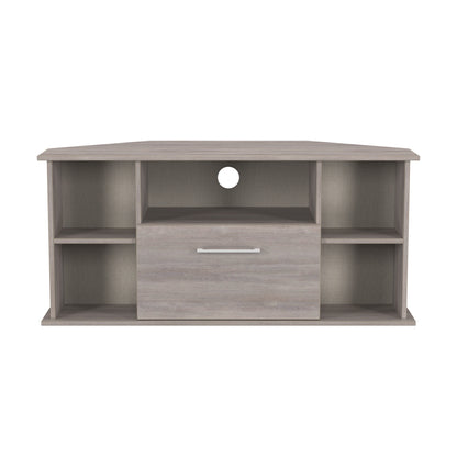 Worcester Corner Corner TV Unit Light Grey 5 Shelves 1 Drawer 110cm
