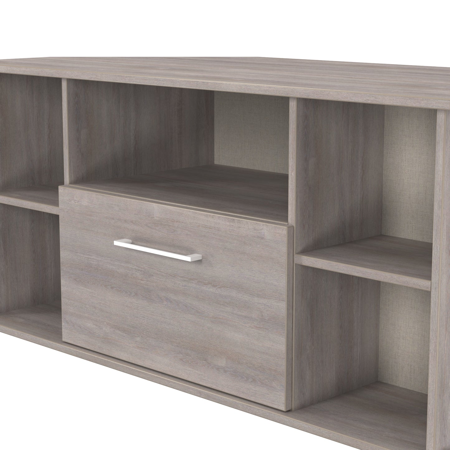 Worcester Corner Corner TV Unit Light Grey 5 Shelves 1 Drawer 110cm