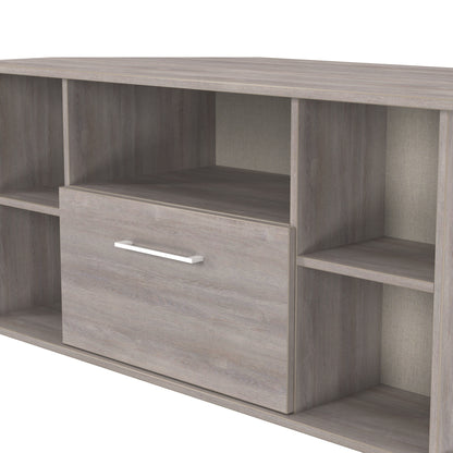 Worcester Corner Corner TV Unit Light Grey 5 Shelves 1 Drawer 110cm