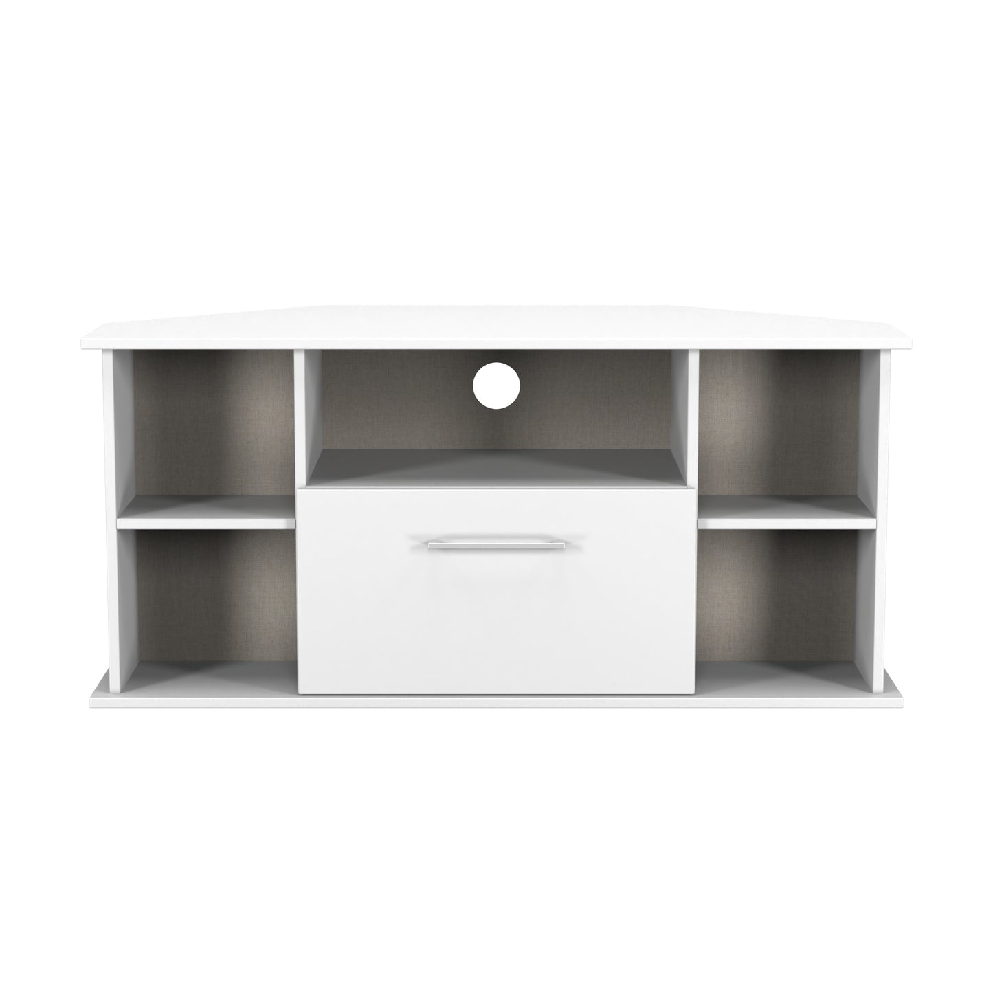 Worcester Corner Corner TV Unit White 5 Shelves 1 Drawer 110cm
