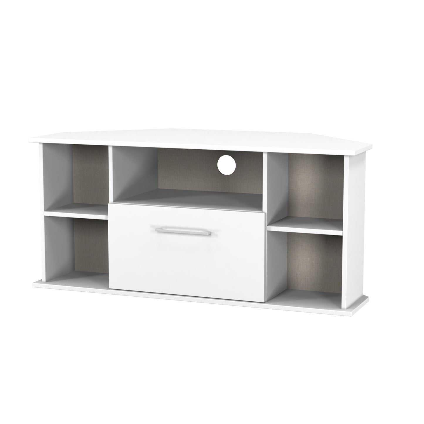 Worcester Corner Corner TV Unit White 5 Shelves 1 Drawer 110cm