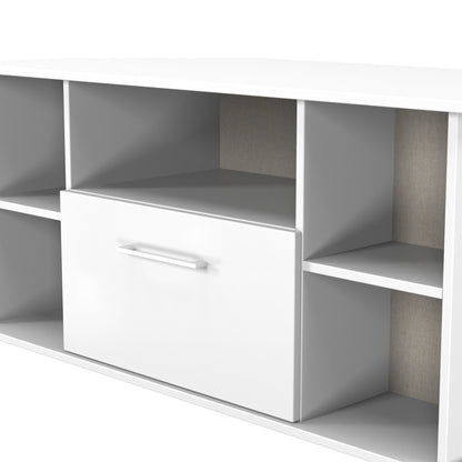 Worcester Corner Corner TV Unit White 5 Shelves 1 Drawer 110cm