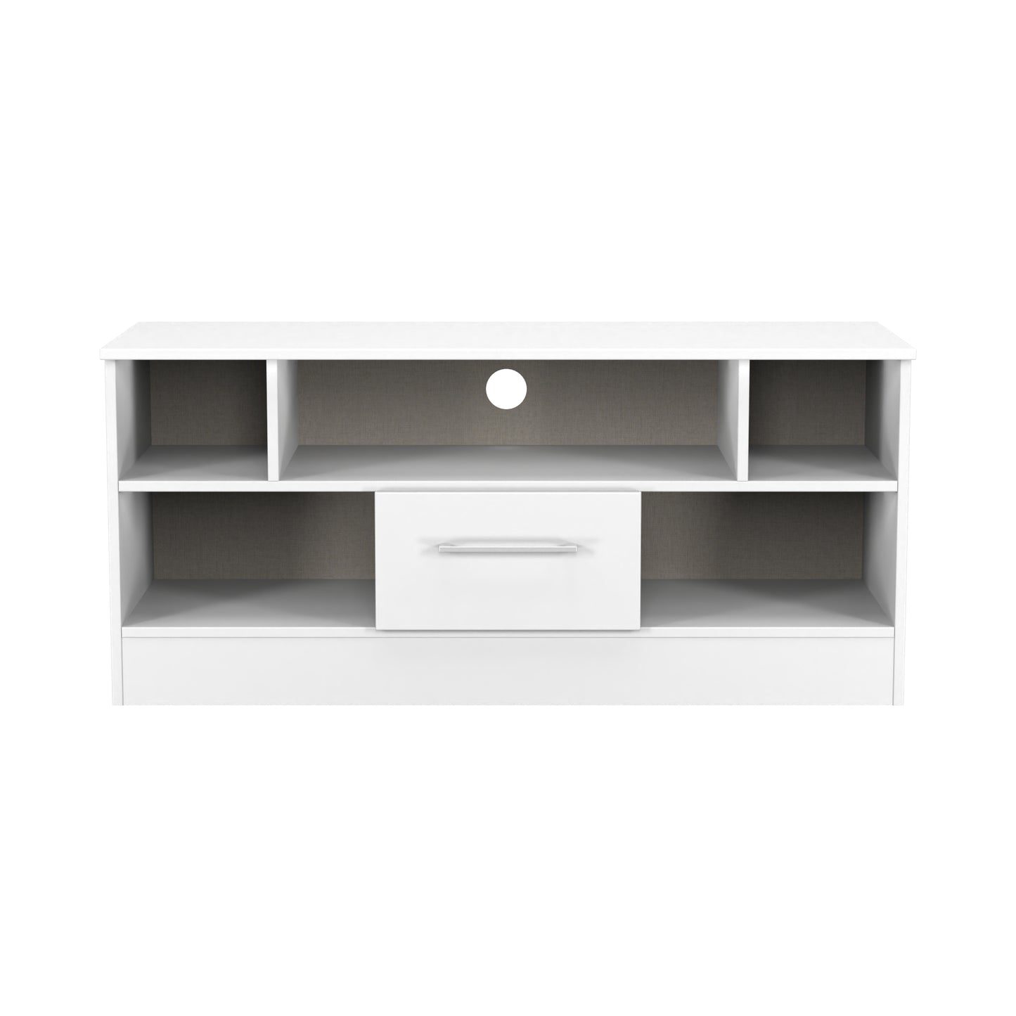 Worcester TV Unit White 5 Shelves 1 Drawer 110cm