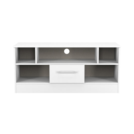 Worcester TV Unit White 5 Shelves 1 Drawer 110cm