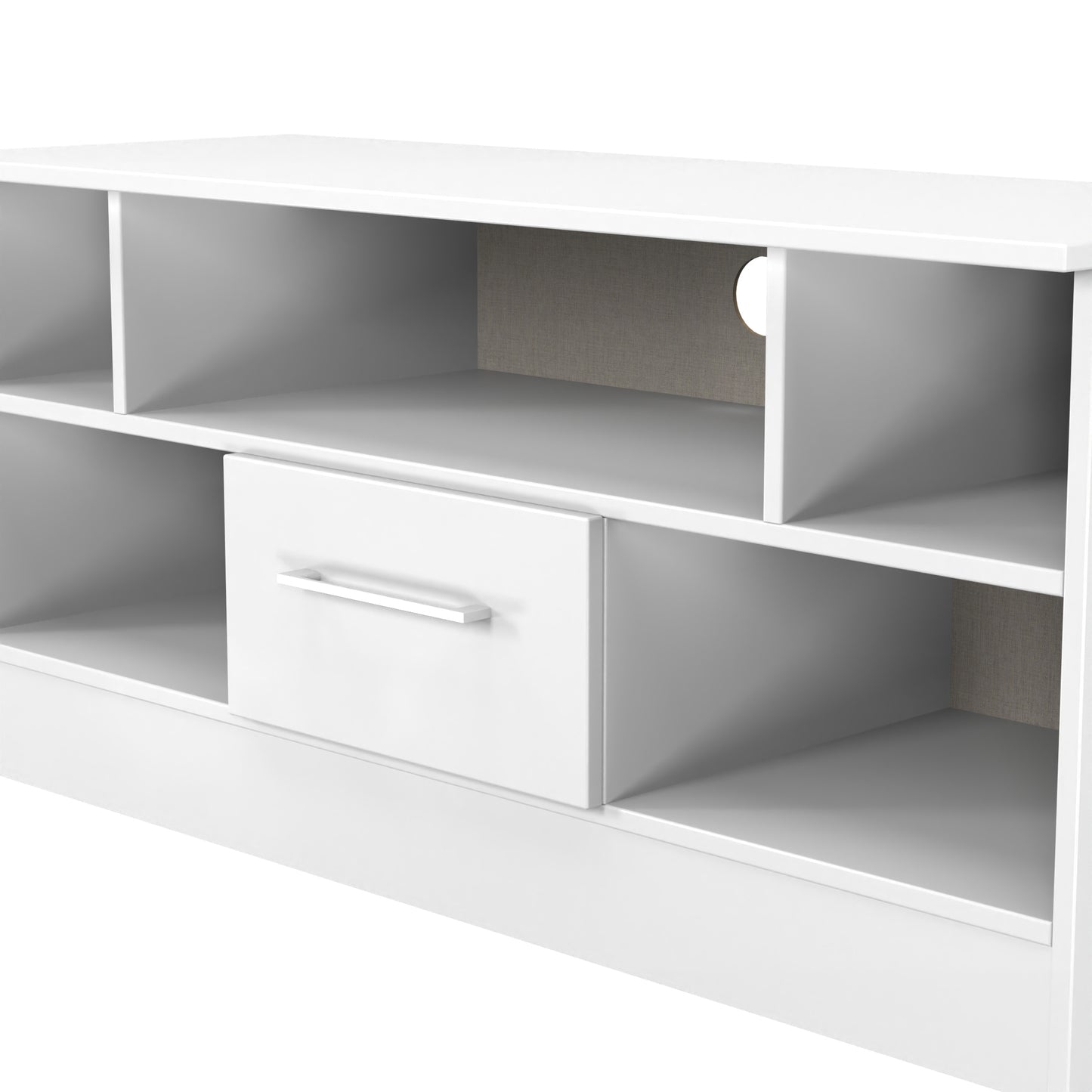 Worcester TV Unit White 5 Shelves 1 Drawer 110cm