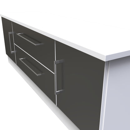Worcester TV Unit Black & White 2 Drawers 2 Doors 144cm