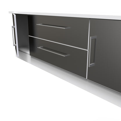 Worcester TV Unit Black & White 2 Drawers 2 Doors 144cm