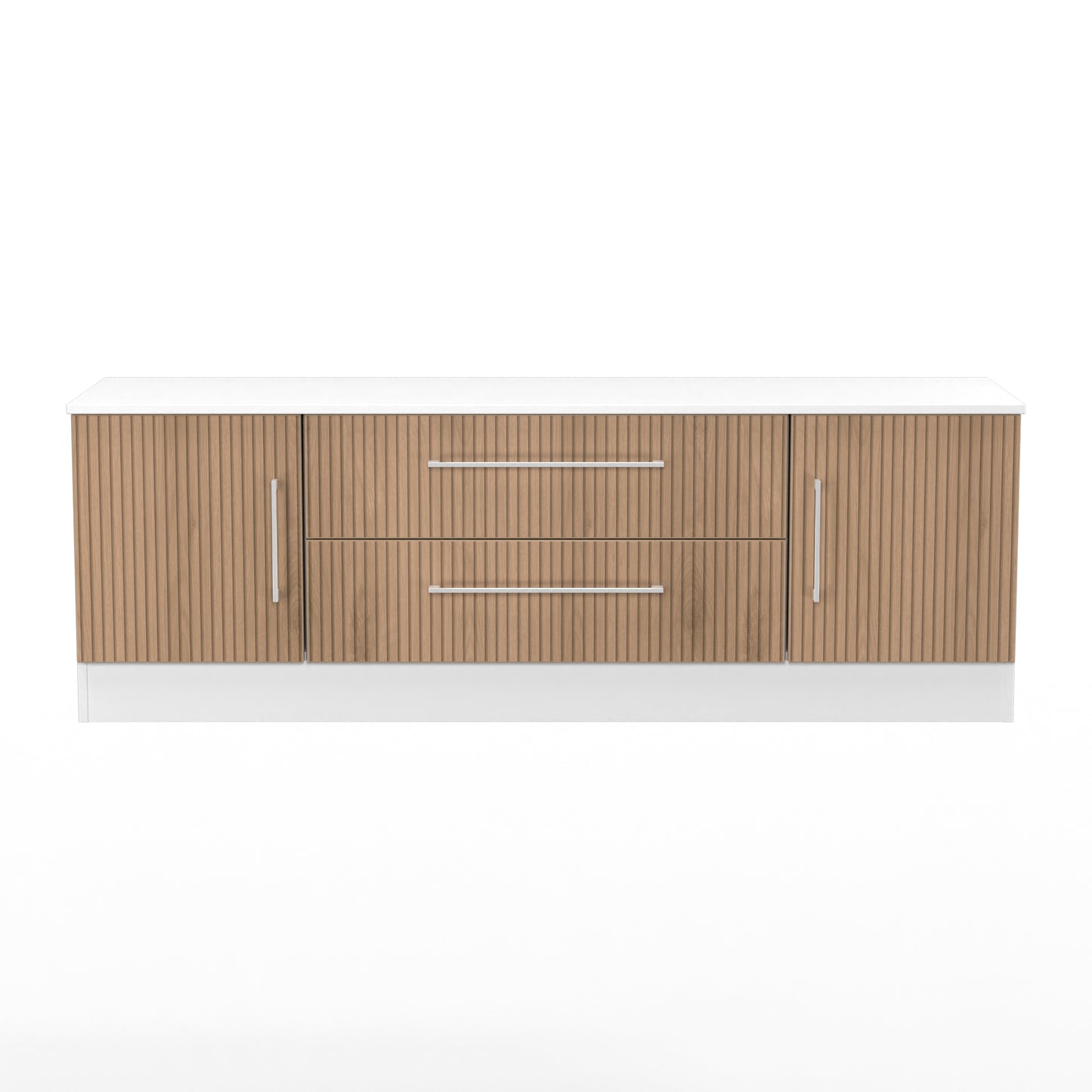 Worcester TV Unit White & Light Oak 2 Drawers 2 Doors 144cm