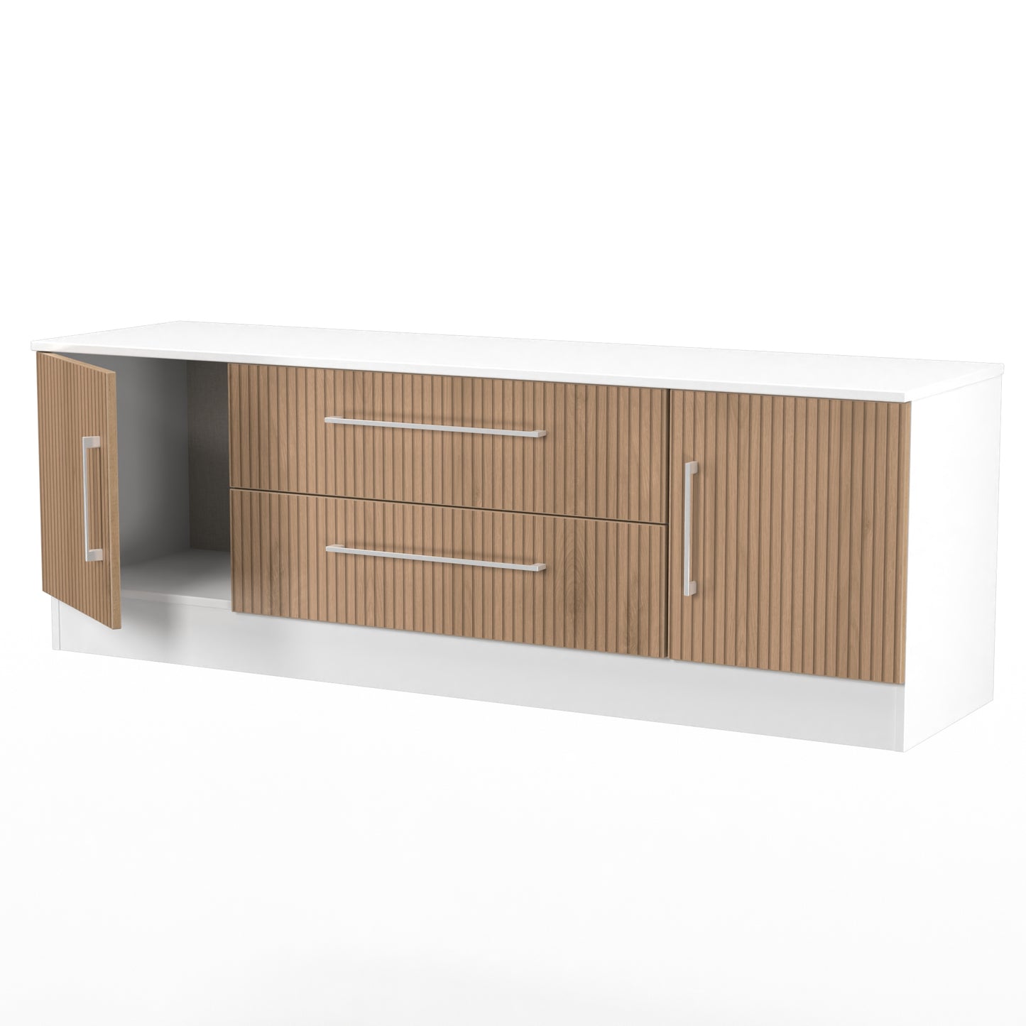 Worcester TV Unit White & Light Oak 2 Drawers 2 Doors 144cm