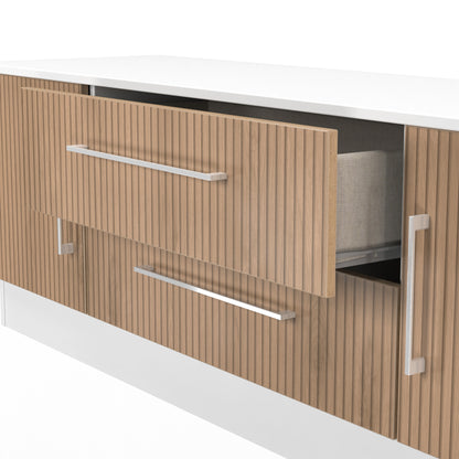 Worcester TV Unit White & Light Oak 2 Drawers 2 Doors 144cm