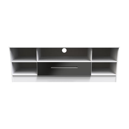 Worcester TV Unit Black & White 5 Shelves 1 Drawer 39cm