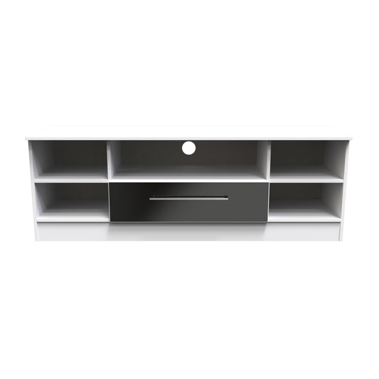 Worcester TV Unit Black & White 5 Shelves 1 Drawer 39cm