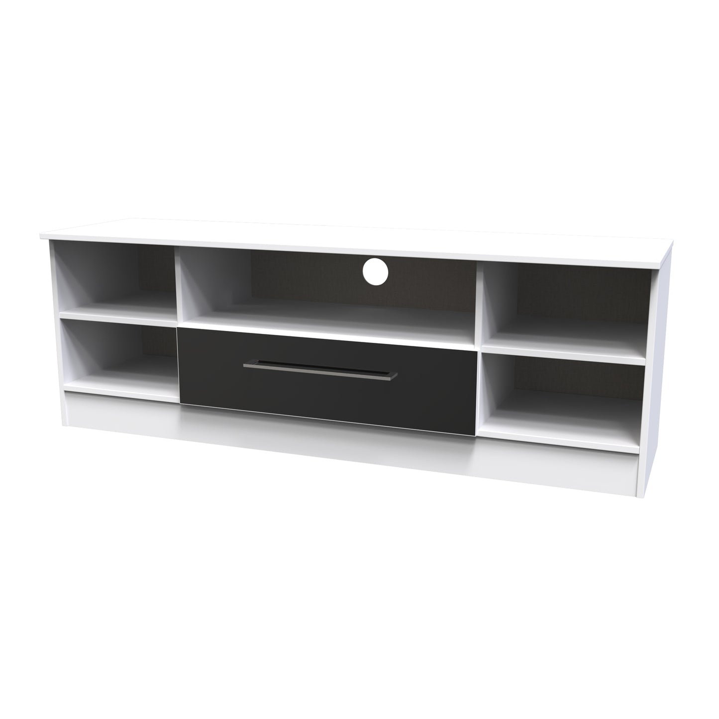Worcester TV Unit Black & White 5 Shelves 1 Drawer 39cm