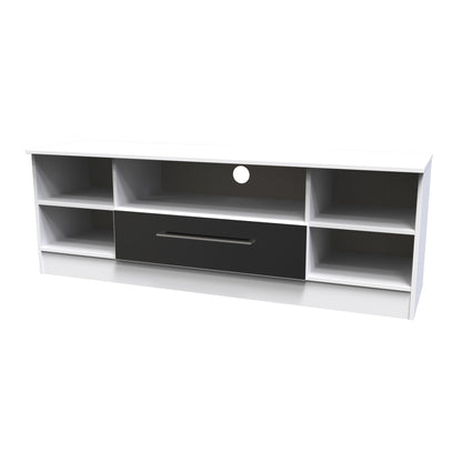 Worcester TV Unit Black & White 5 Shelves 1 Drawer 39cm