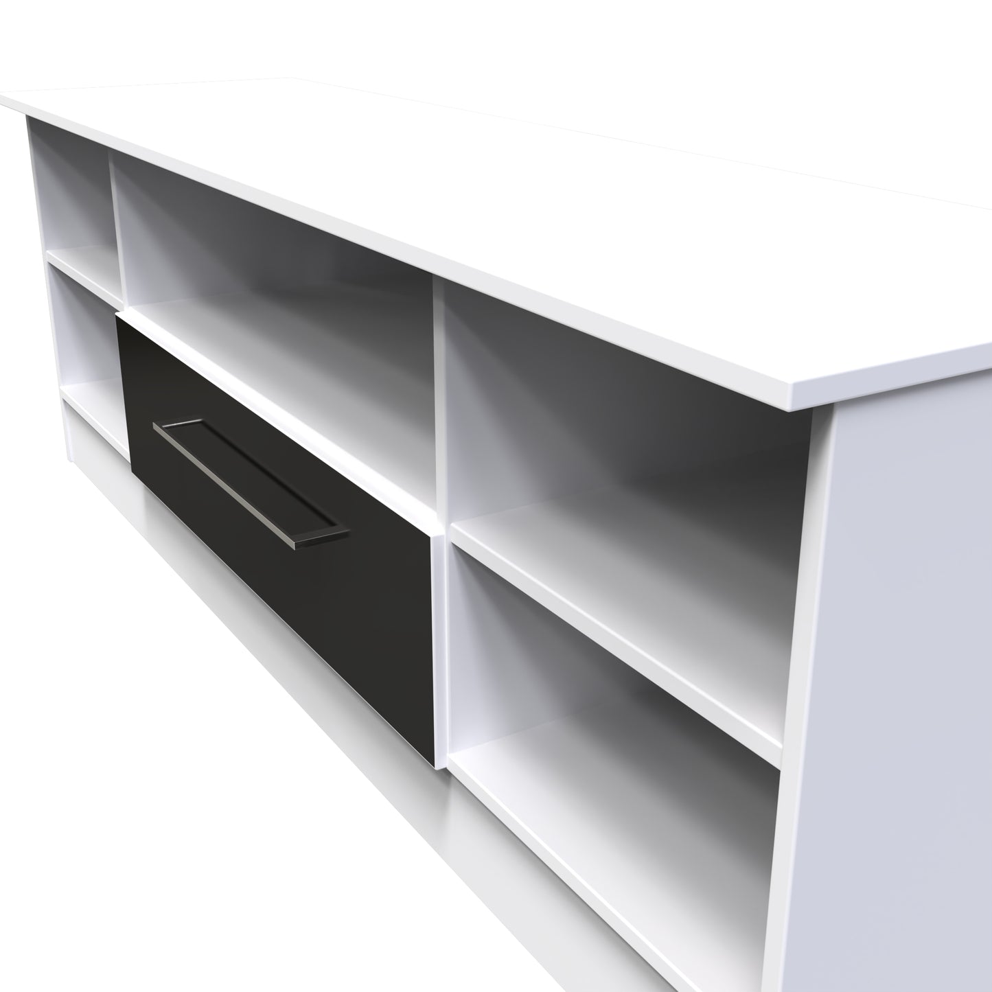 Worcester TV Unit Black & White 5 Shelves 1 Drawer 39cm