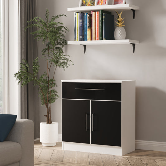 Worcester Sideboard Black & White 2 Doors 1 Drawer 74cm