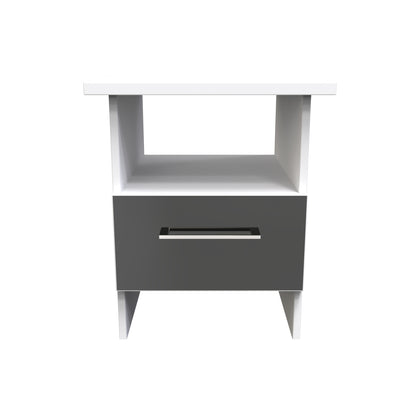 Worcester Side Table Black & White 1 Shelf 1 Drawer 44cm