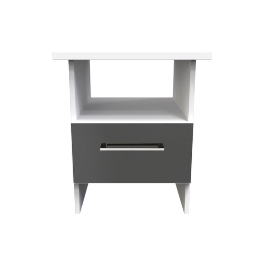 Worcester Side Table Black & White 1 Shelf 1 Drawer 44cm