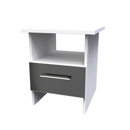 Worcester Side Table Black & White 1 Shelf 1 Drawer 44cm
