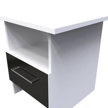Worcester Side Table Black & White 1 Shelf 1 Drawer 44cm