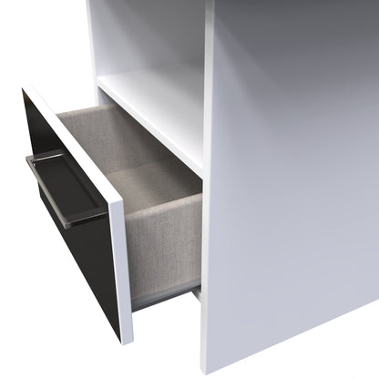 Worcester Side Table Black & White 1 Shelf 1 Drawer 44cm