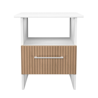 Worcester Side Table White & Light Oak 1 Shelf 1 Drawer 44cm