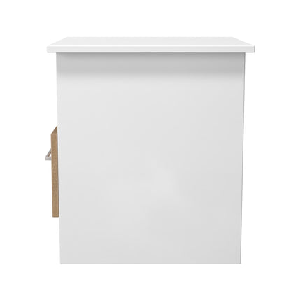 Worcester Side Table White & Light Oak 1 Shelf 1 Drawer 44cm