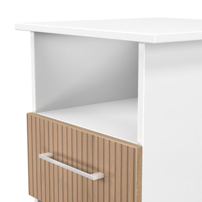 Worcester Side Table White & Light Oak 1 Shelf 1 Drawer 44cm