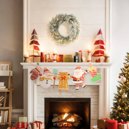 Wreath Christmas Decoration Green with Frosted Pattern - 60cm