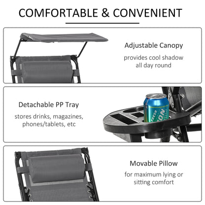 Outsunny Folding Recliner Chair Outdoor Lounge Rocker Zero-Gravity Seat w/ Adjustable