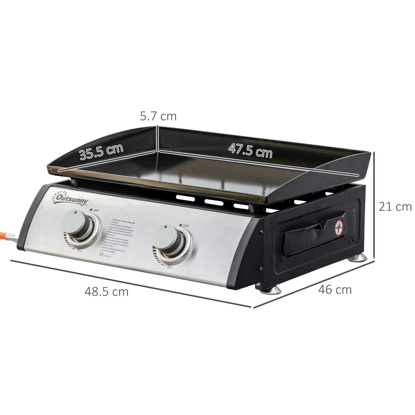 Gas Plancha Grill with 2 Stainless Steel Burner