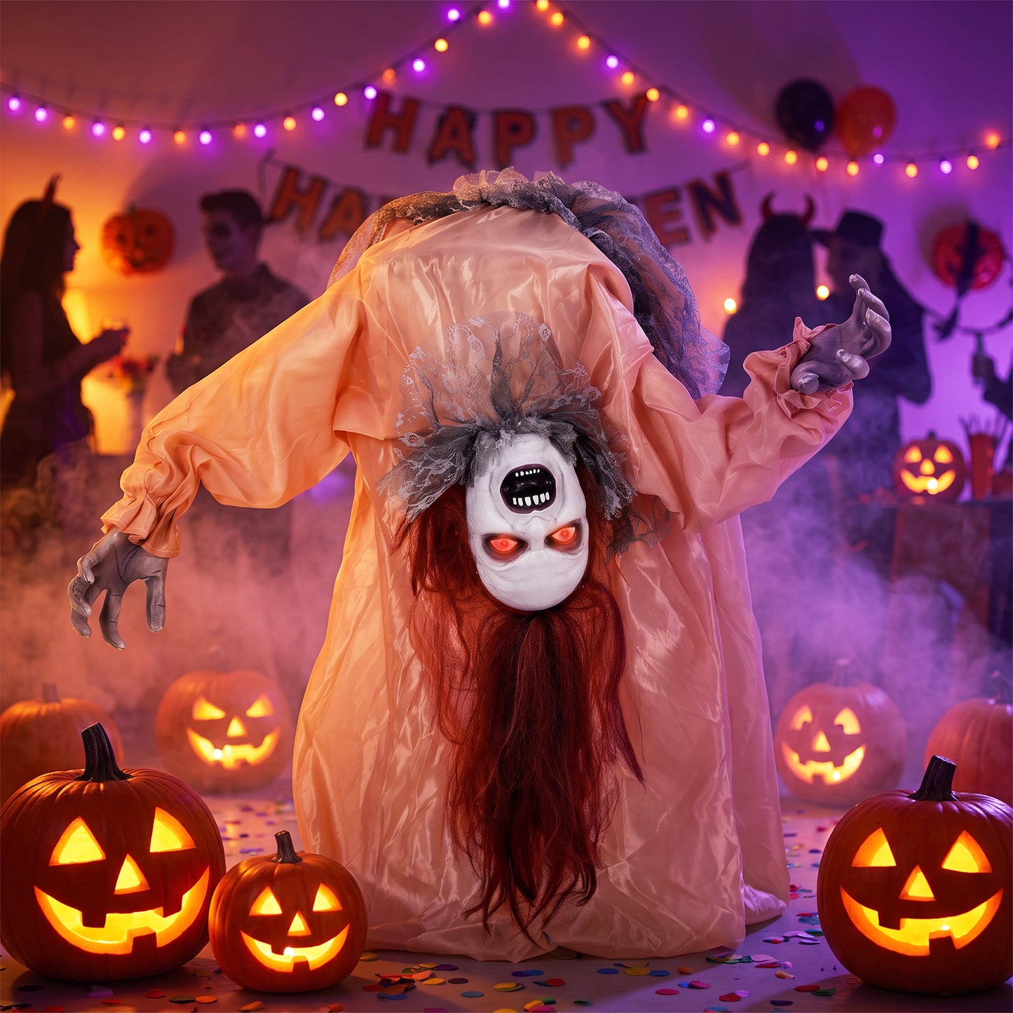 Animated Ghost Girl Halloween Decoration - 100cm